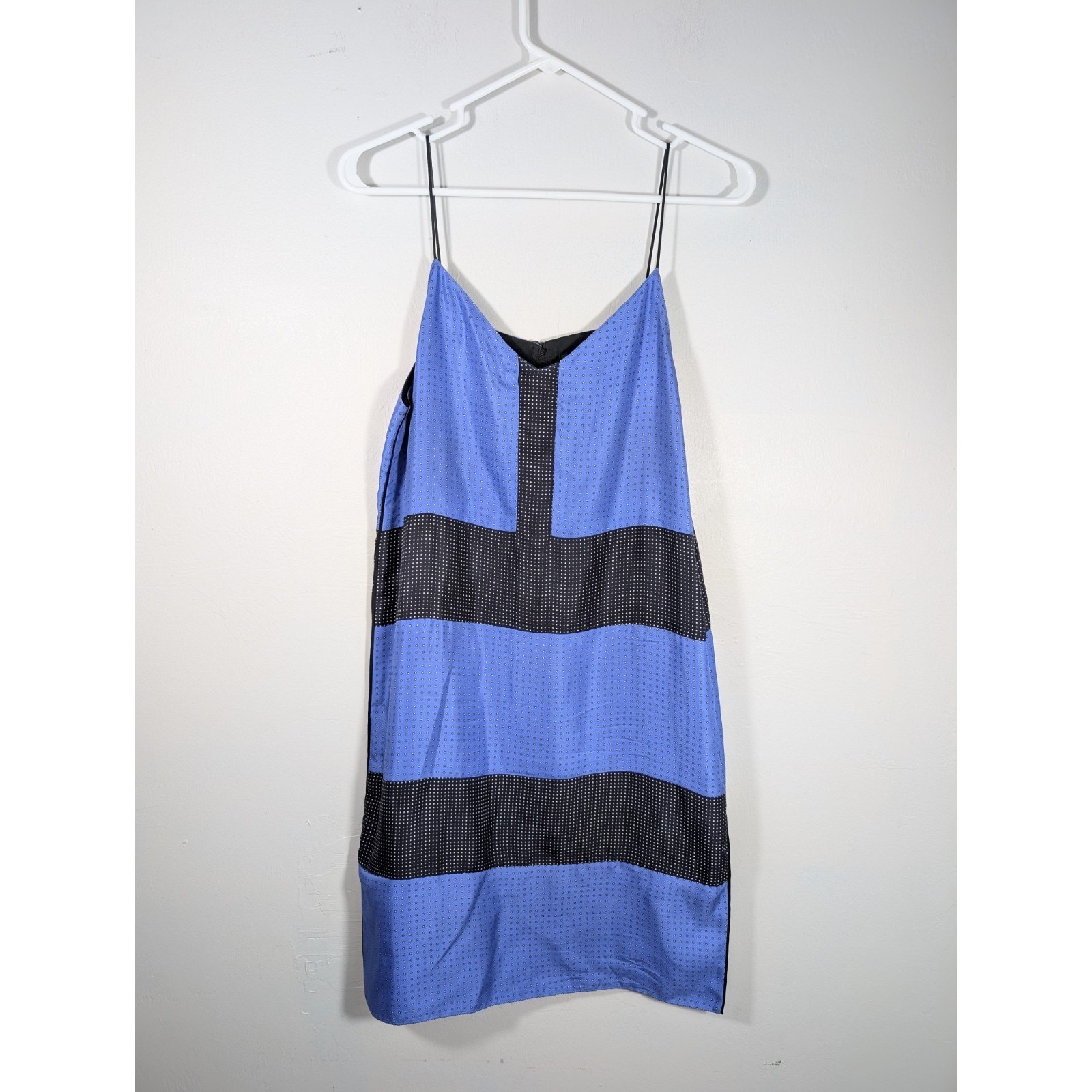 Rag & Bone Harris Blue Silk Color Block Cab Dot Strappy Slip Dress $495 Sz 2